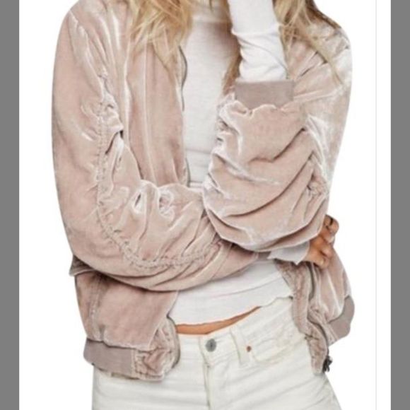 Free People Crushed Velvet Bomber Jacket - Picture 11 of 12